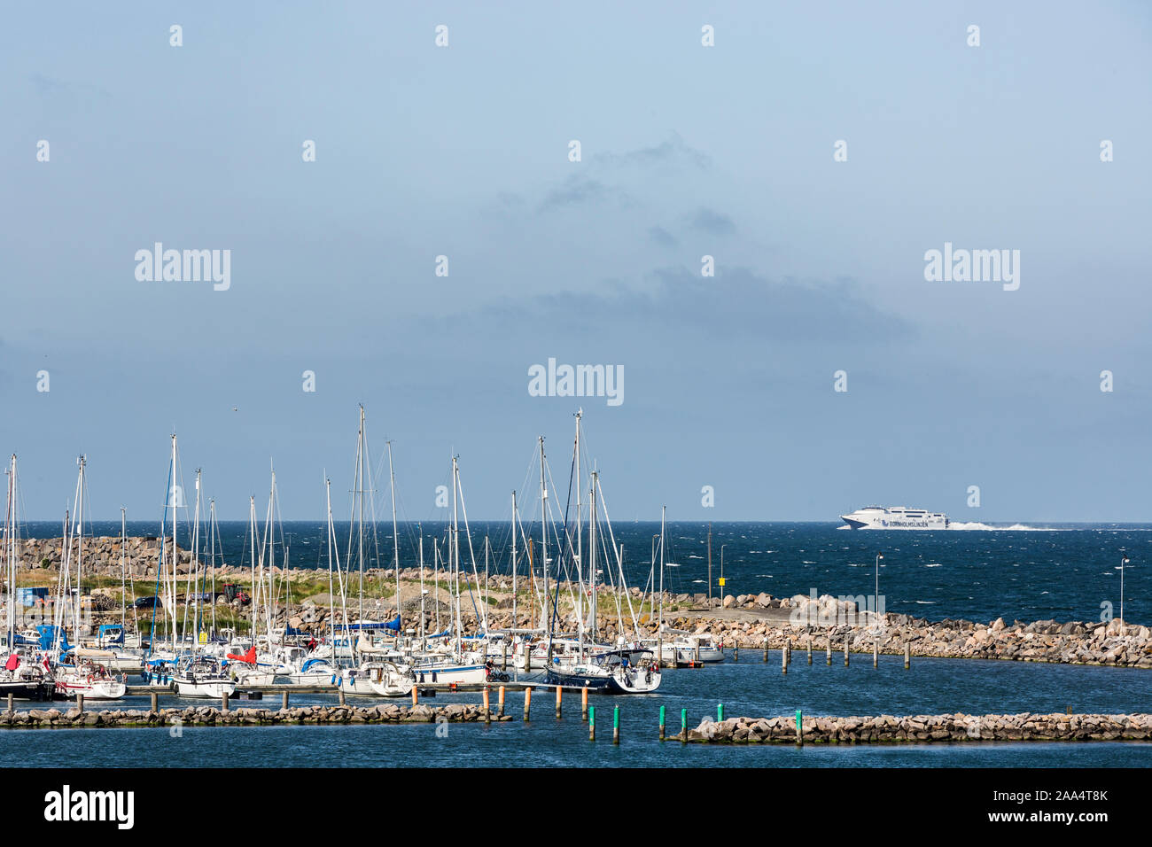 Rønne; Bornholm, Jachthafen, Schnellfaehre Stock Photo - Alamy