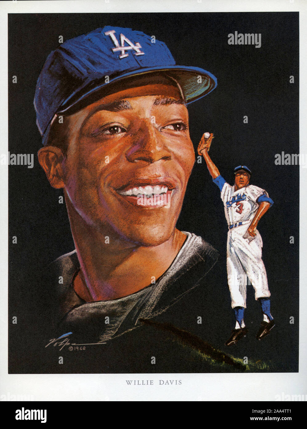 Souvenir portrait of Los Angeles Dodger player Willie Davis by