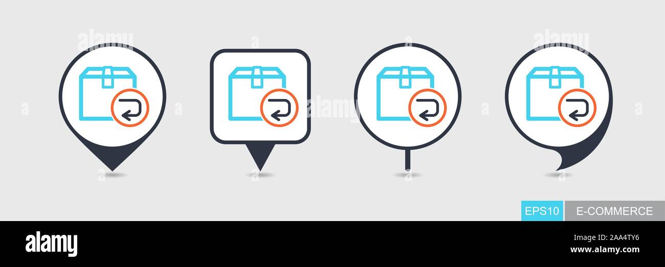 Return purchase pin map icon. E-commerce sign. Map pointer. Map markers ...