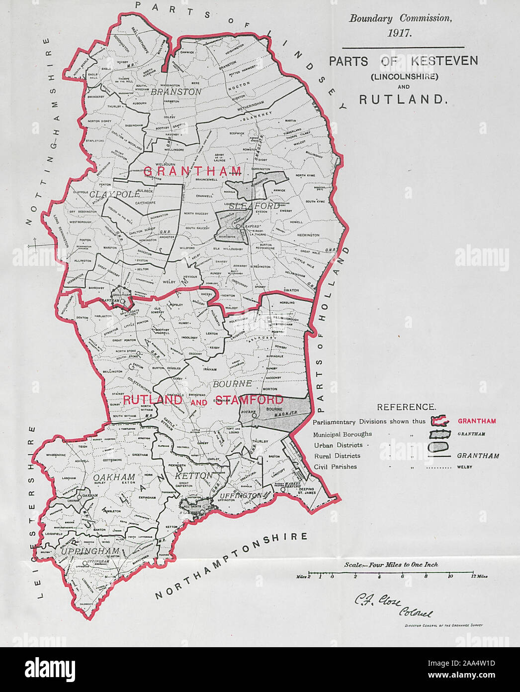 Kesteven (Lincs) & Rutland Parliamentary County. BOUNDARY COMMISSION
