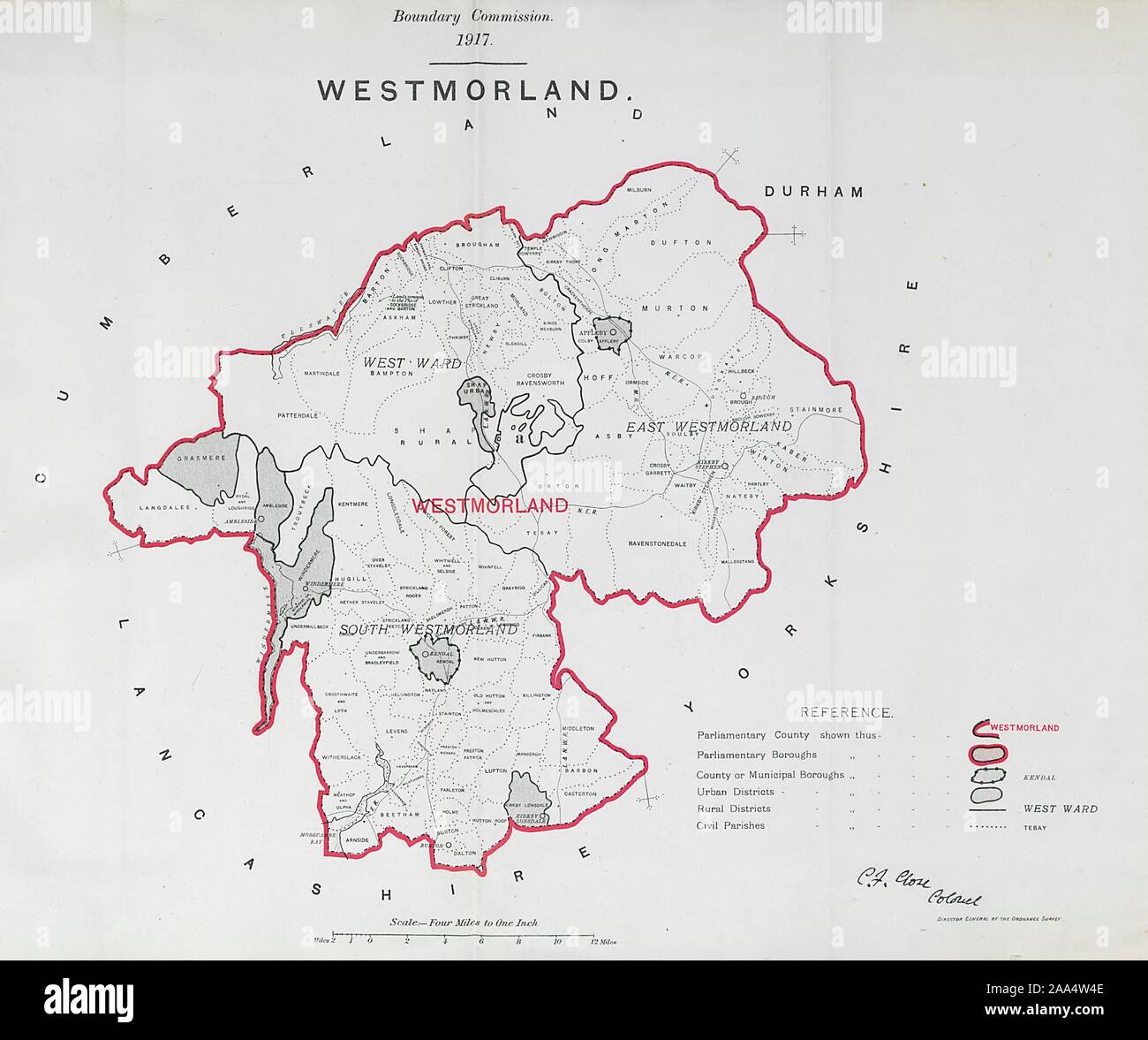 Westmorland Parliamentary County. BOUNDARY COMMISSION. Close 1917 old