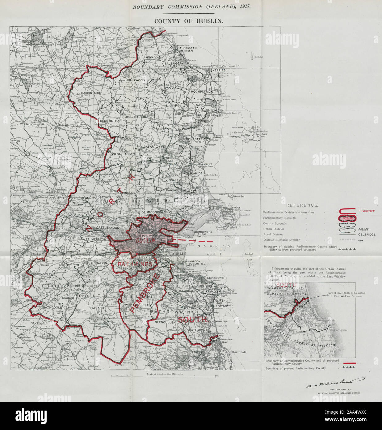 Dublin County Boundary Map County Of Dublin Parliamentary. Ireland. Boundary Commission. Whitlock 1917  Map Stock Photo - Alamy