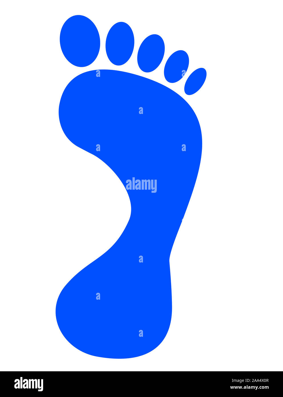 Blue footprints in front of white background, illustration Stock Photo