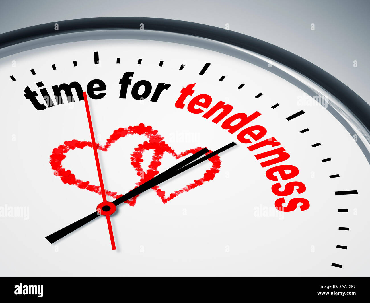 Ein simples Ziffernblatt mit der Aufschrift: 'time for tenderness' Stock Photo