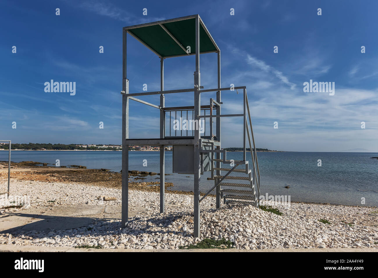 empty watching tower on the sea shore Stock Photo