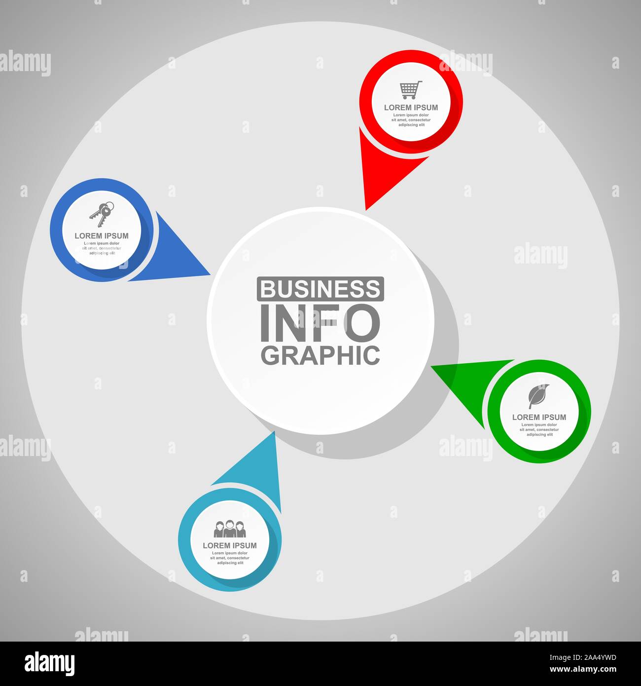 Business diagram, circular infographic template, web presentation in 4 ...