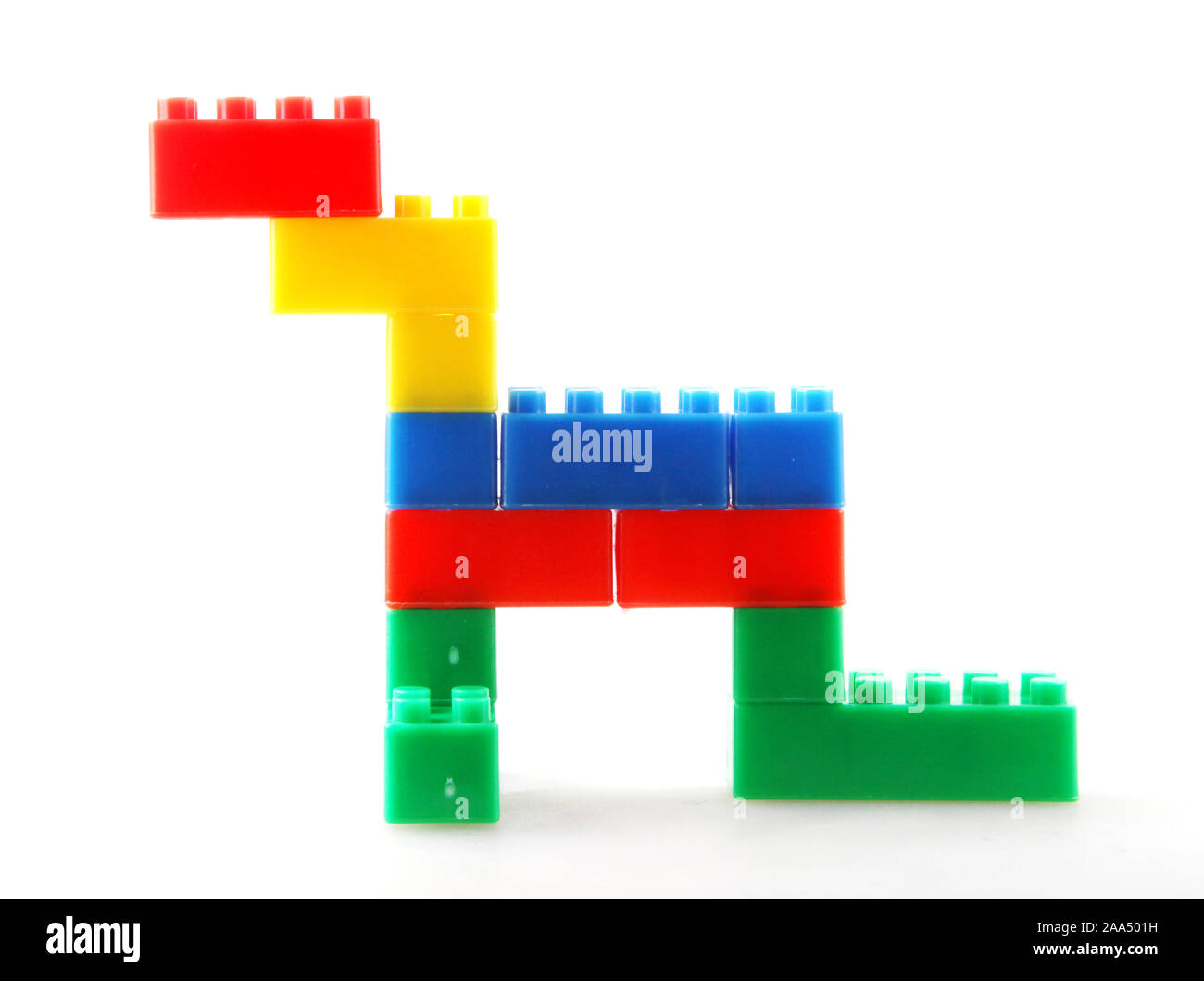 Plastic building blocks toys isolated on white background Stock Photo ...