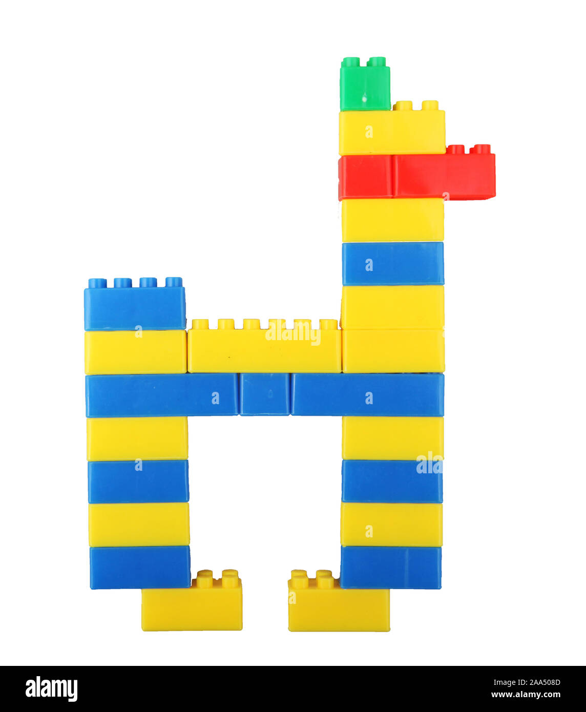 Plastic building blocks toys isolated on white background Stock Photo ...