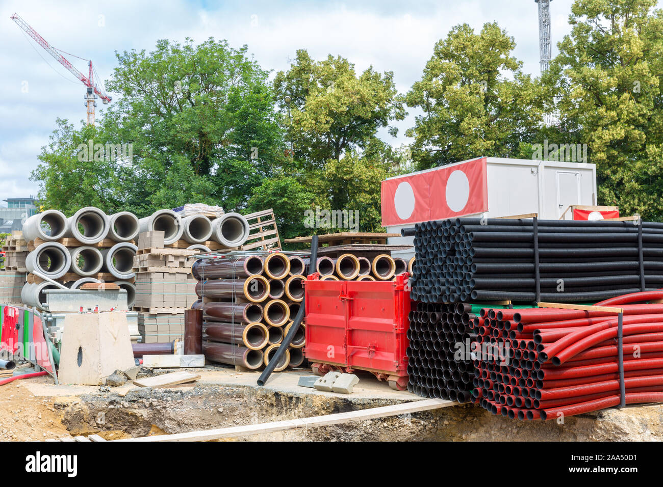 Construction site, building materials, europe Stock Photo Alamy