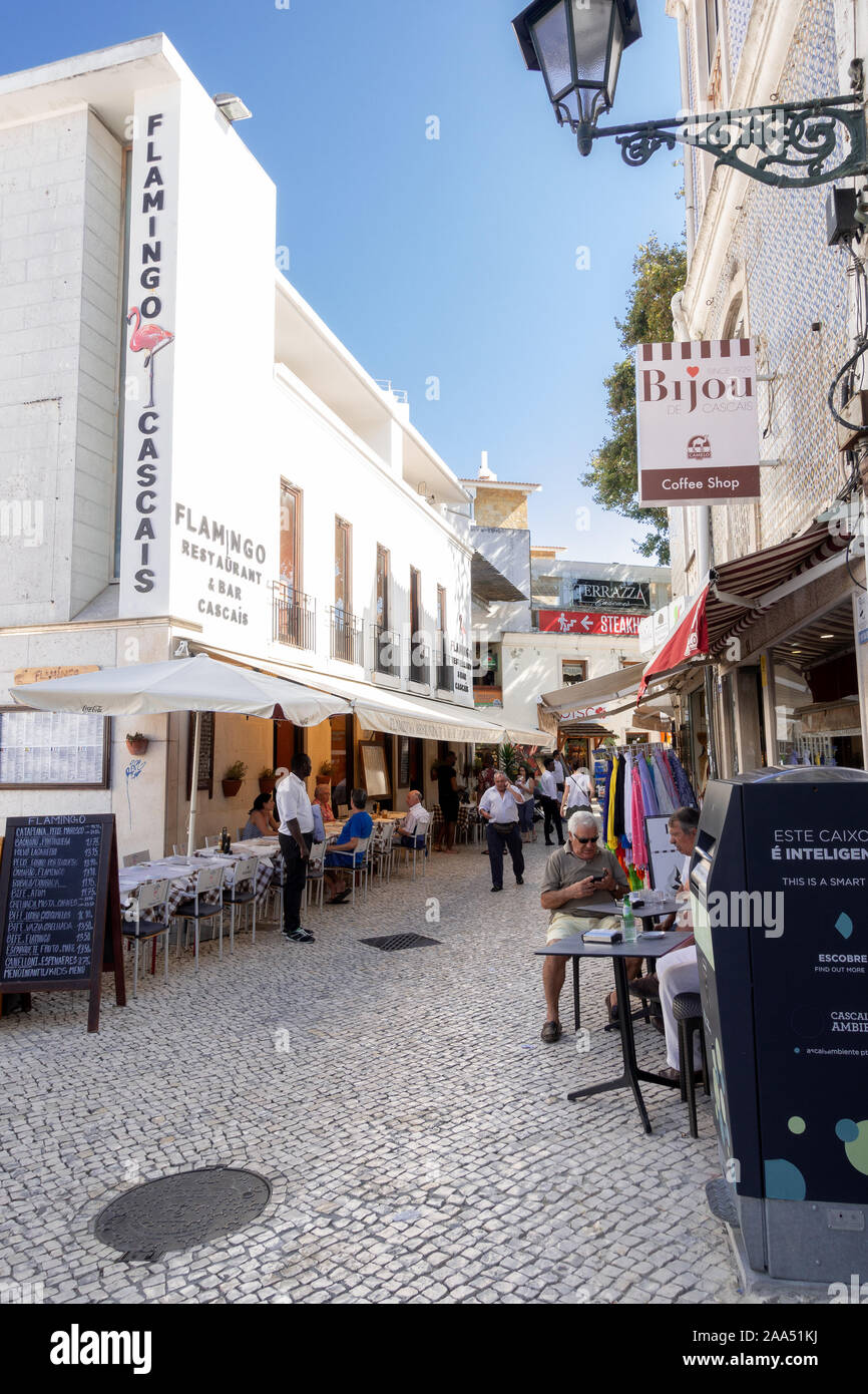 Flamingo Restaurant And Bar On Largo Luis de Camoes Cascais Portugal Stock Photo