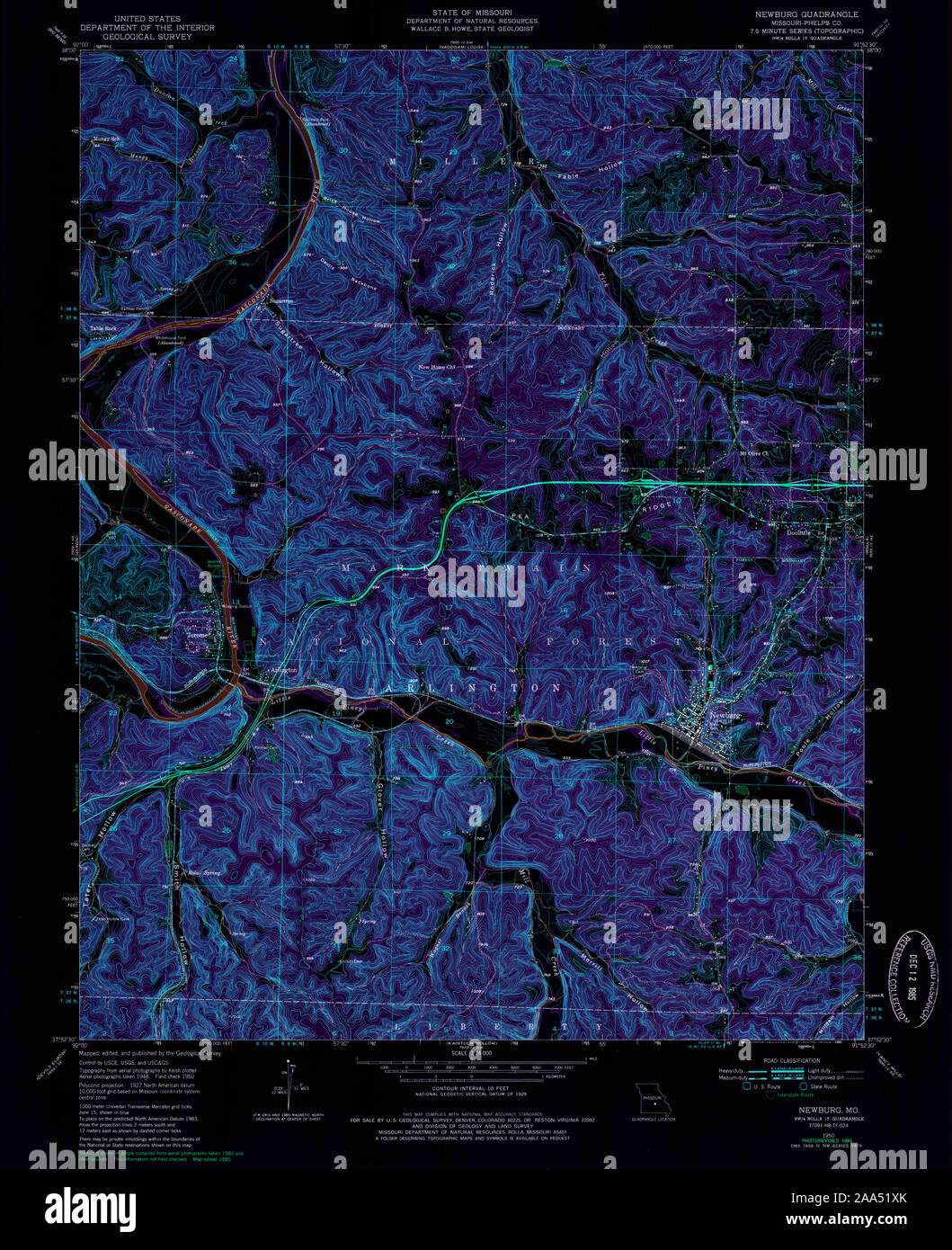 USGS TOPO Map Missouri MO Newburg 323659 1950 24000 Inverted