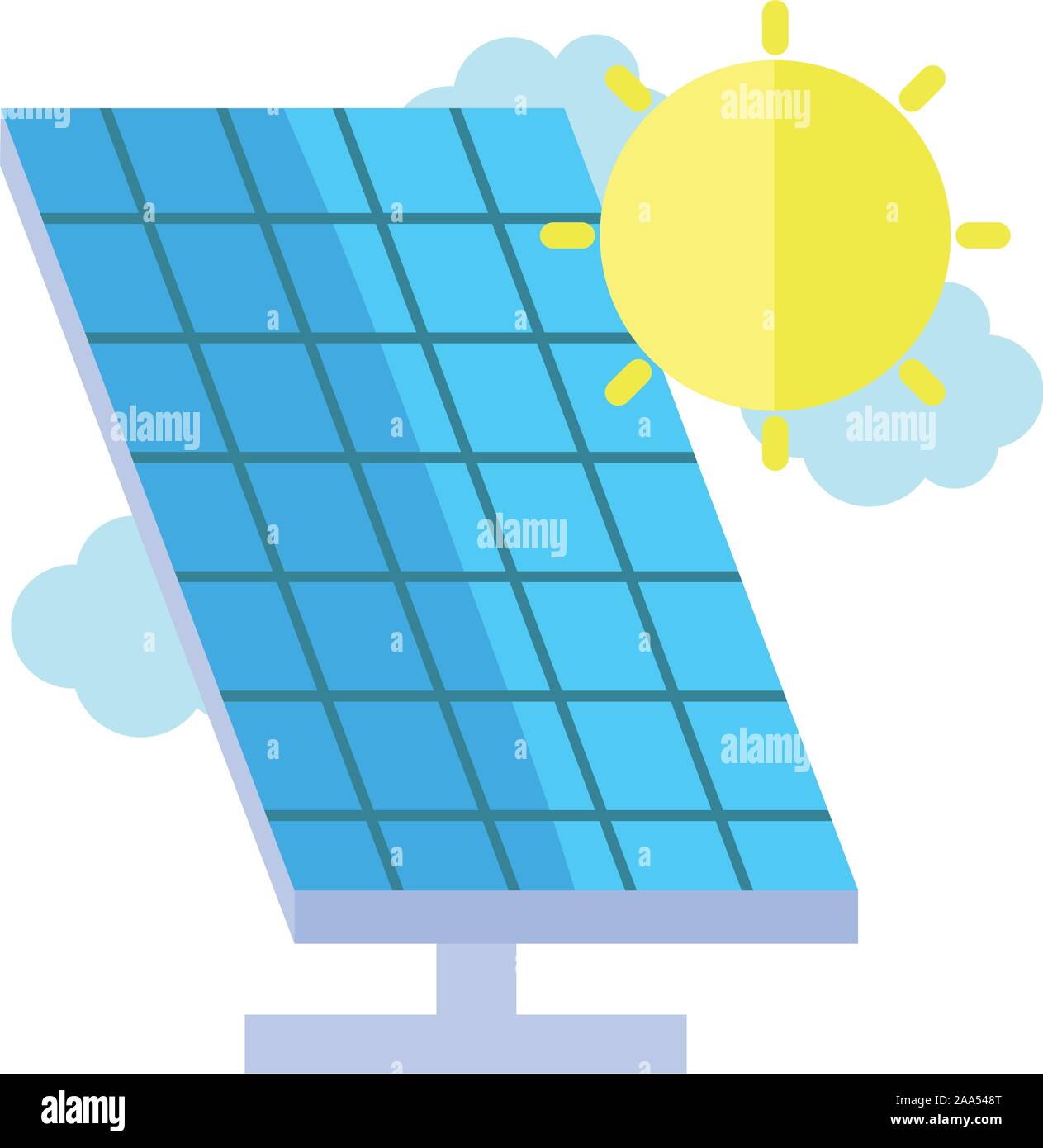 ecology renewable environment solar panel sun clouds icon vector ...