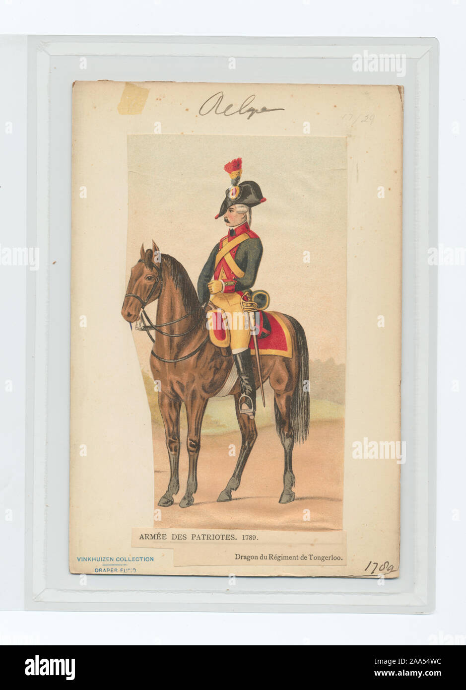 Ownership : The Draper Fund (571237) Patriot Army : Tongerloo dragoons,  1789 (Rouen); Armée des patriotes. 1789. Dragon du régiment de Tongerloo  Stock Photo - Alamy
