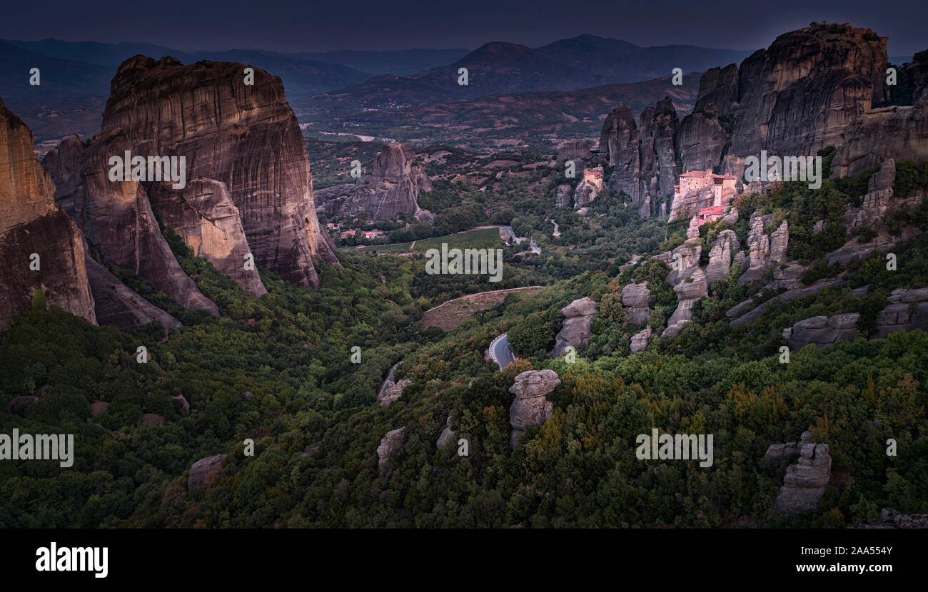 Valley of the monasteries of Meteora, Greece Stock Photo