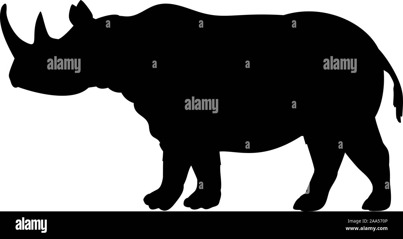 Silhouette of rhino. Animal wildlife. Vector illustrator Stock Vector