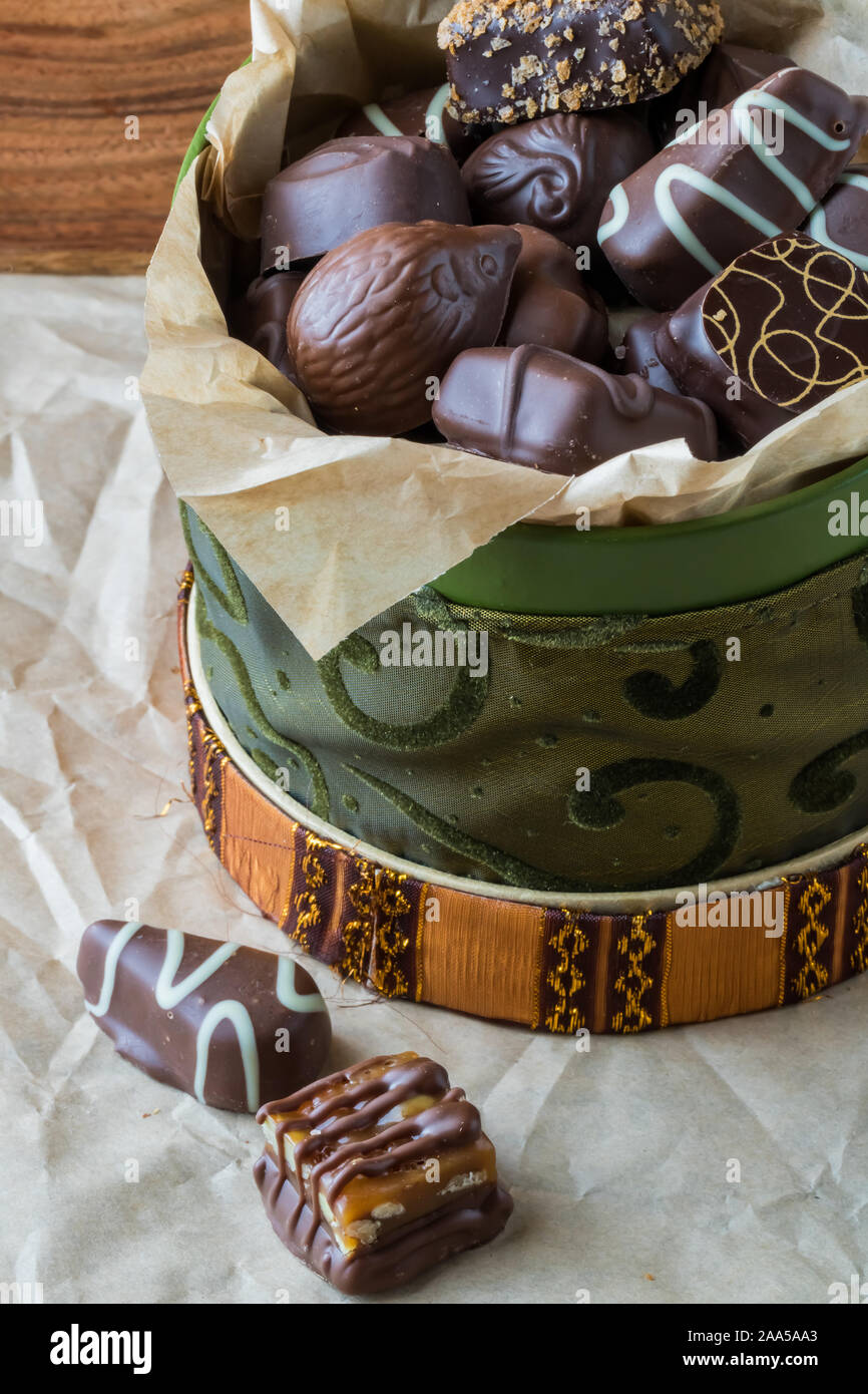 Assorted chocolates in a box Stock Photo Alamy