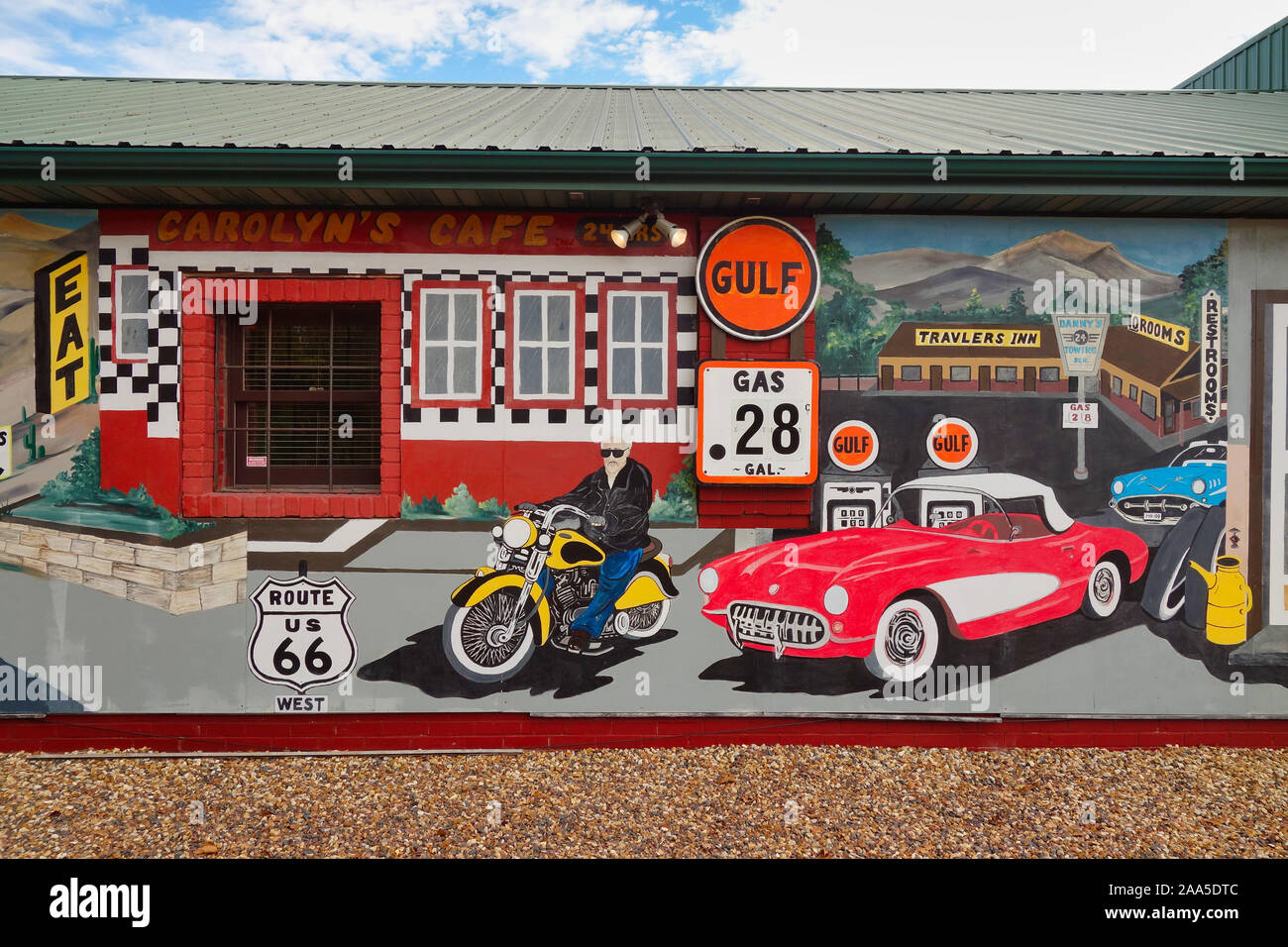 Mural on Fanning Outpost General Store on Historic U.S. Route 66 in Cuba, MO Stock Photo