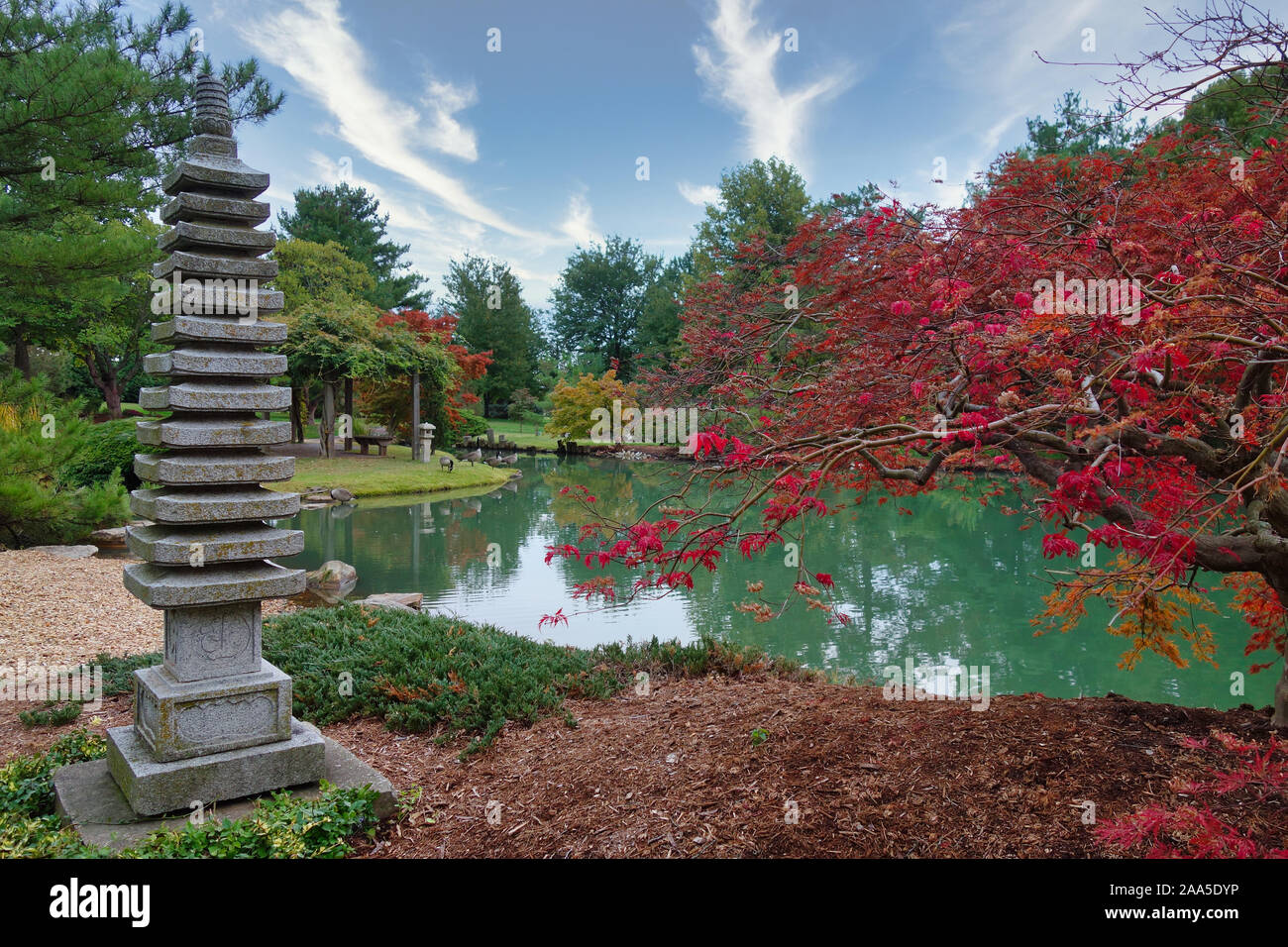Mizumoto japanese garden in Springfield, MO Stock Photo