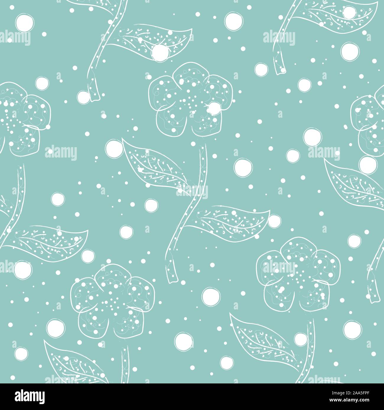 Seamless Pattern With Hand Drawn Flowers. Scandinavian Style. Vector Illustration Stock Vector