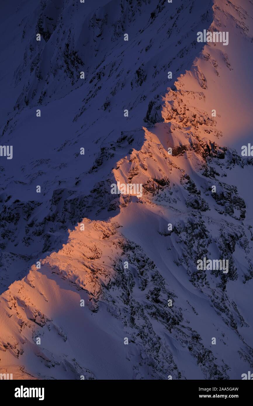 Sunset Aerial Photo Of The Chugach Mountains In Winter Looking