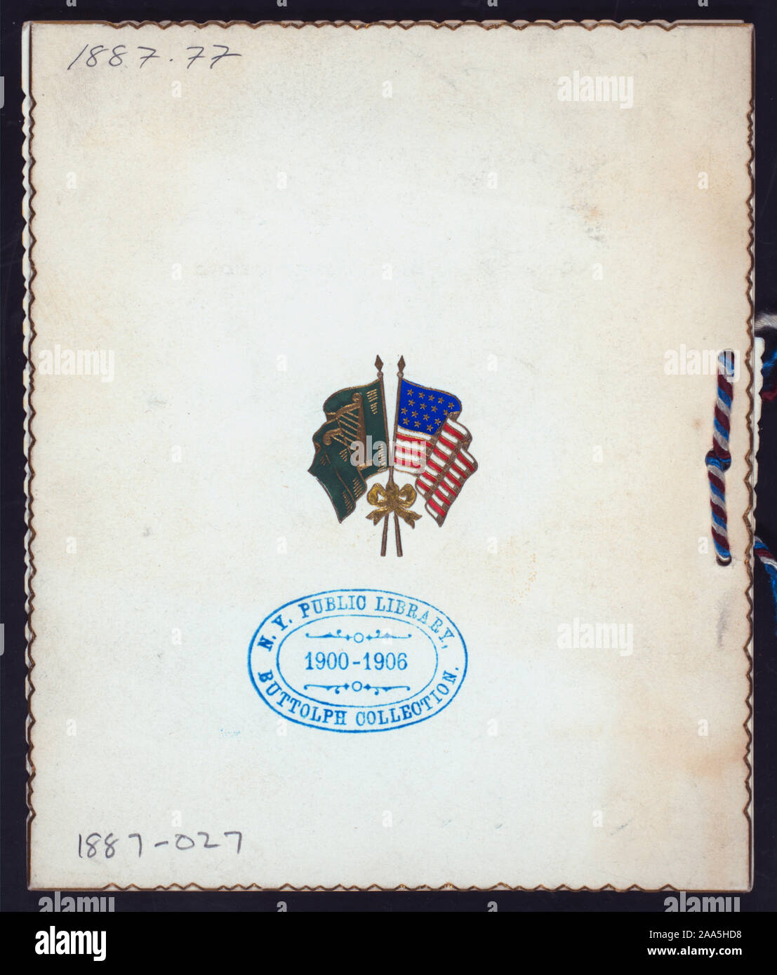 DRAWINGS OF PROMINENT AMERICANS; PROGRAM; TIED WITH RED, WHITE, AND BLUE CORD;; BANQUET COMMEMORATING THE 100TH ANNIVERSARY OF THE CONSTITUTION [held by] HIBERNIAN SOCIETY OF PHILADELPHIA [at] ST. GEORGE'S HALL PHILADELPHIA, PA (CLUB) Stock Photo