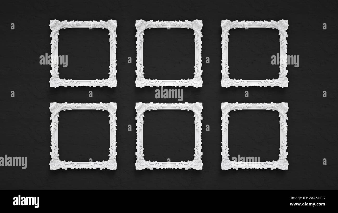 Six white ornamental frames Stock Photo Alamy