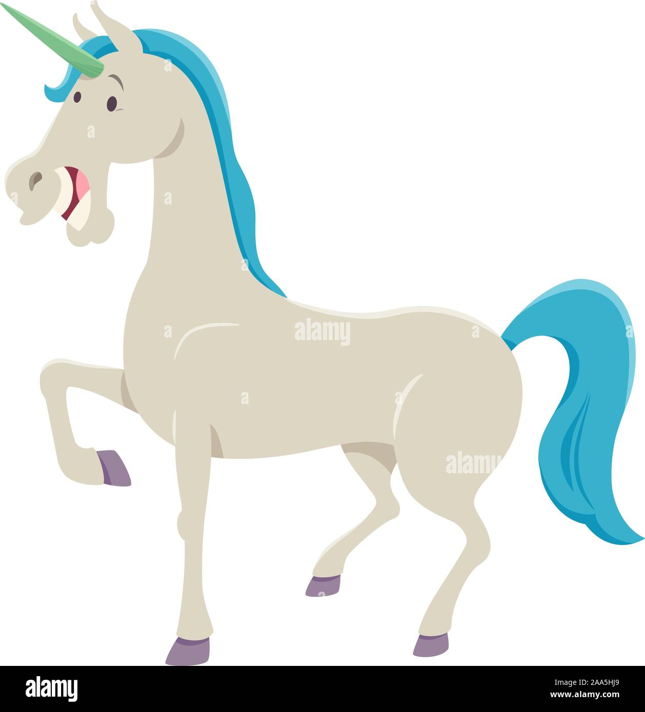Cartoon Illustration of Funny Unicorn Fantasy Animal Character Stock Vector