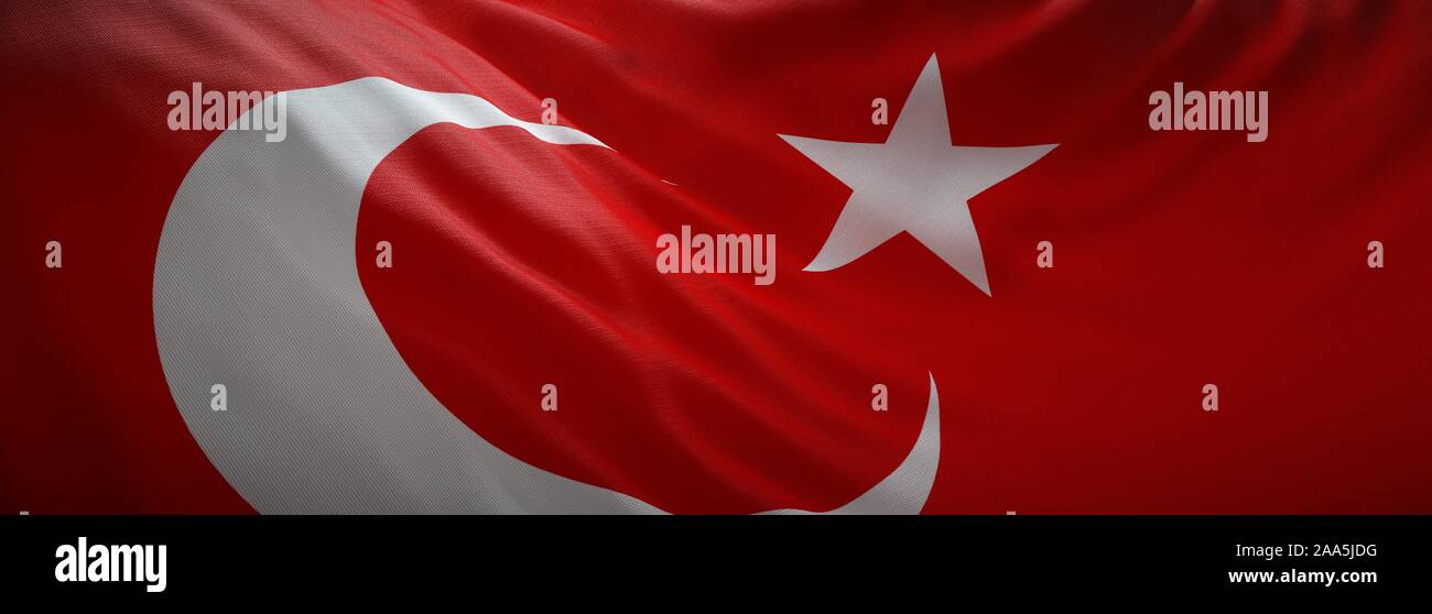 Official flag of Turkey. Web Banner. Stock Photo
