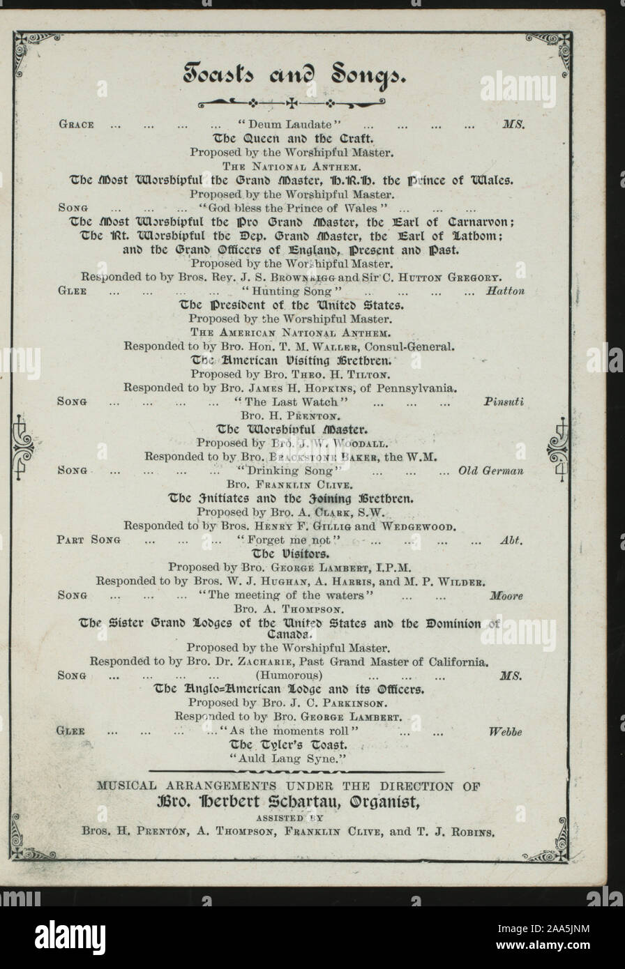 PROGRAM INCLUDED; VICTORIA AND ALBERT; WHEAT SHEAVES; FRENCH; BANQUET