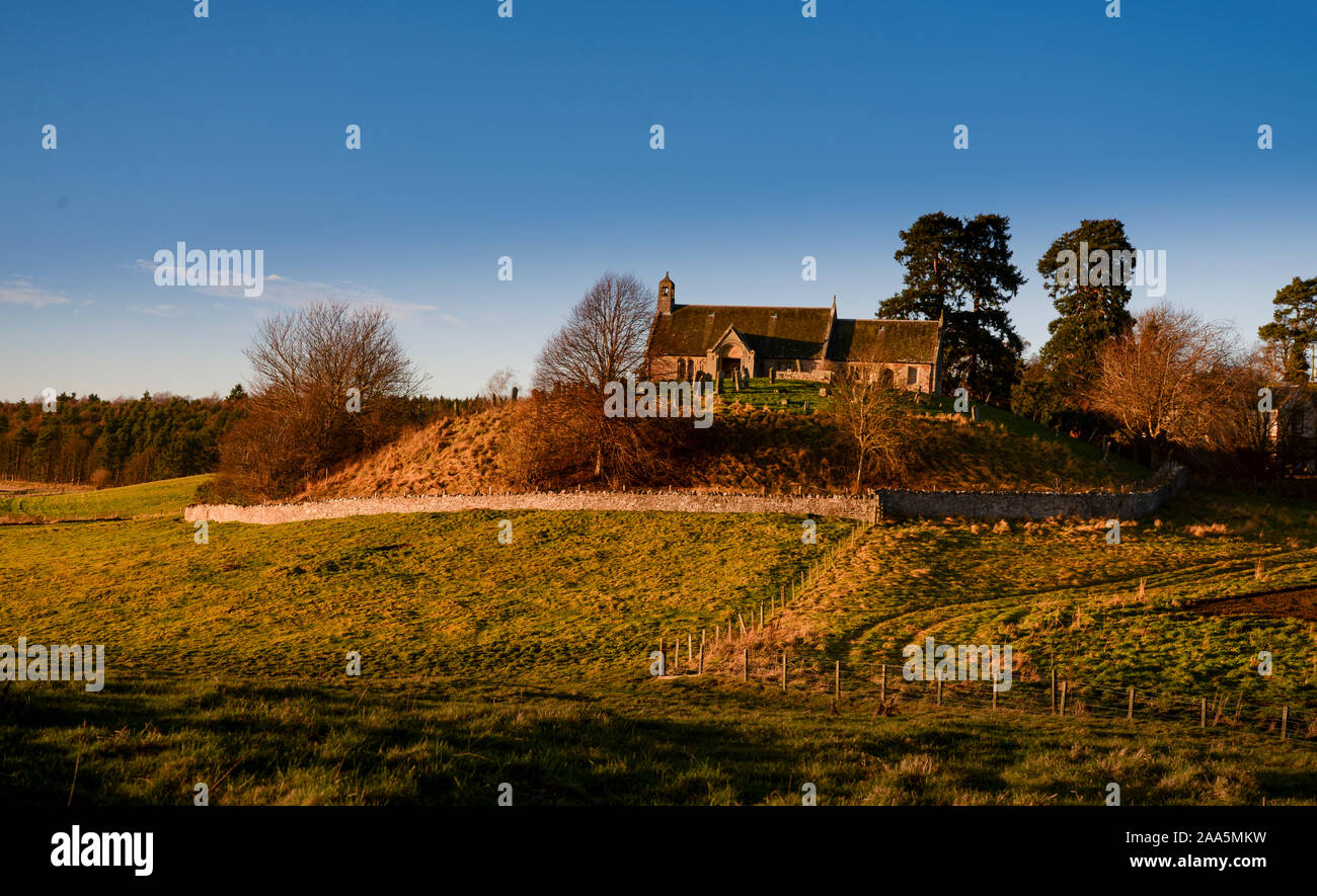 Linton Kirk a small rural church or kirk in the Scottish Borders Stock