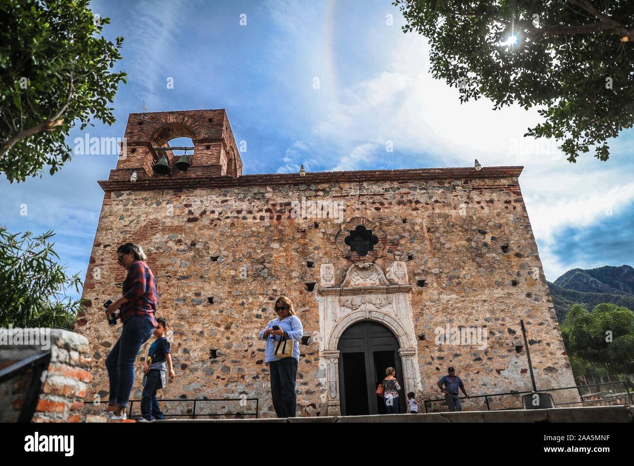 Chapel of the Virgin of the Balvanera in the La Aduana community in Alamos, Sonora Mexico. The adoration of 'La Valvanera' in Sonora is in honor of the maiden, Virgen de la Valvanera. More than 400 years ago or sixteenth century they perform invocation on November 19. From 45 to 300 kilometers are traveled by pilgrims from different cities of Sonora, Sinaloa and Chihuahua to reach the small chapel of the Virgen de la Balvanera in the community of La Aduana. The invocation is a religious celebration or celebration of a figure © (© Photo: LuisGutierrez / NortePhoto.com)  Capilla de la virgen de Stock Photo