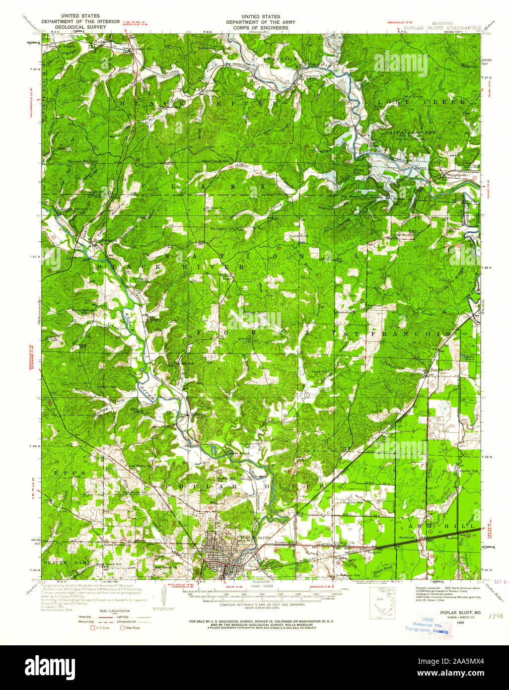 Usgs Topo Maps Missouri Usgs Topo Map Missouri Mo Poplar Bluff 325154 1949 62500 Restoration Stock  Photo - Alamy