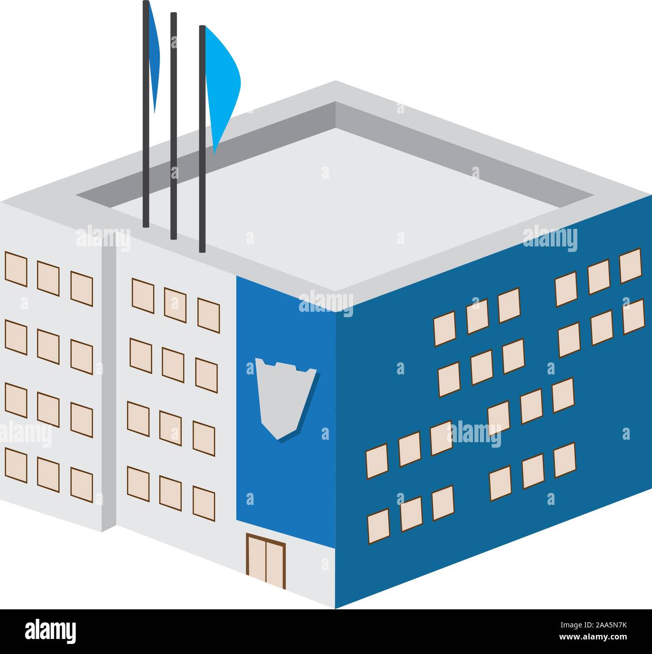 Isolated 3D police station building - Vector illustration Stock Vector