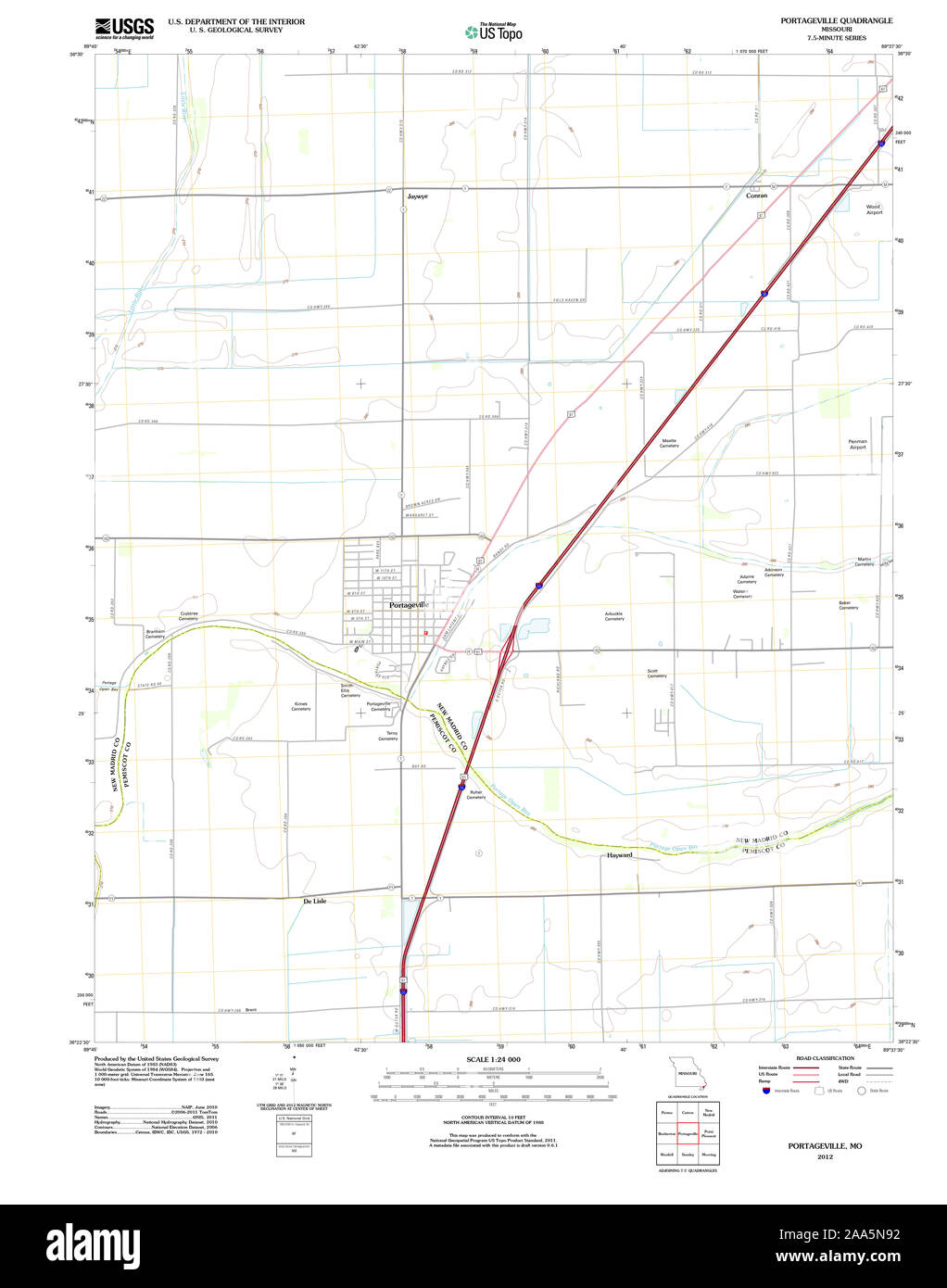 Portageville missouri map hires stock photography and images Alamy