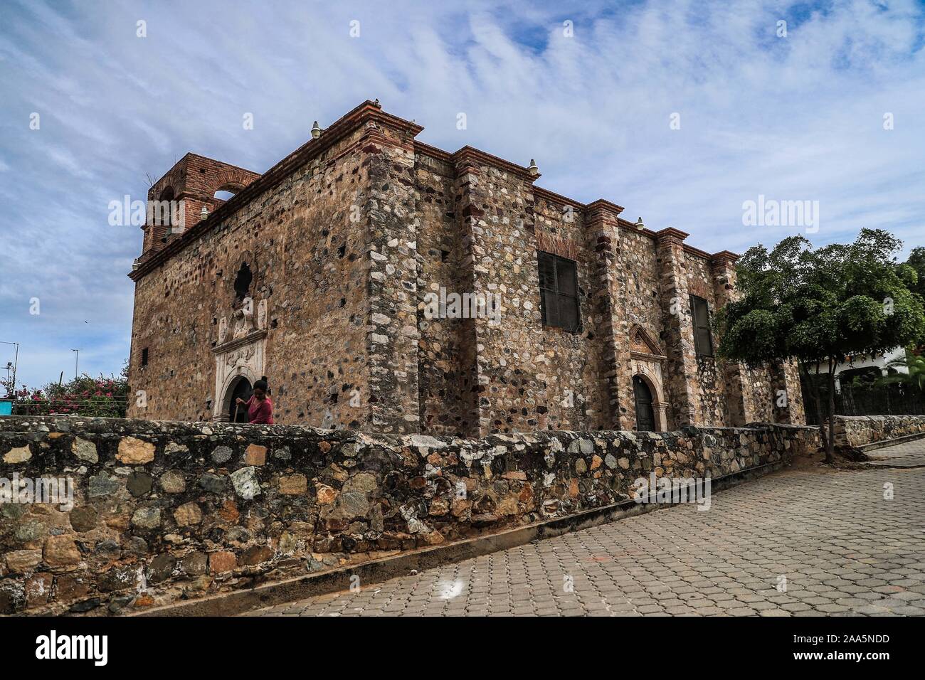 Chapel of the Virgin of the Balvanera in the La Aduana community in Alamos, Sonora Mexico. The adoration of 'La Valvanera' in Sonora is in honor of the maiden, Virgen de la Valvanera. More than 400 years ago or sixteenth century they perform invocation on November 19. From 45 to 300 kilometers are traveled by pilgrims from different cities of Sonora, Sinaloa and Chihuahua to reach the small chapel of the Virgen de la Balvanera in the community of La Aduana. The invocation is a religious celebration or celebration of a figure © (© Photo: LuisGutierrez / NortePhoto.com)  Capilla de la virgen de Stock Photo