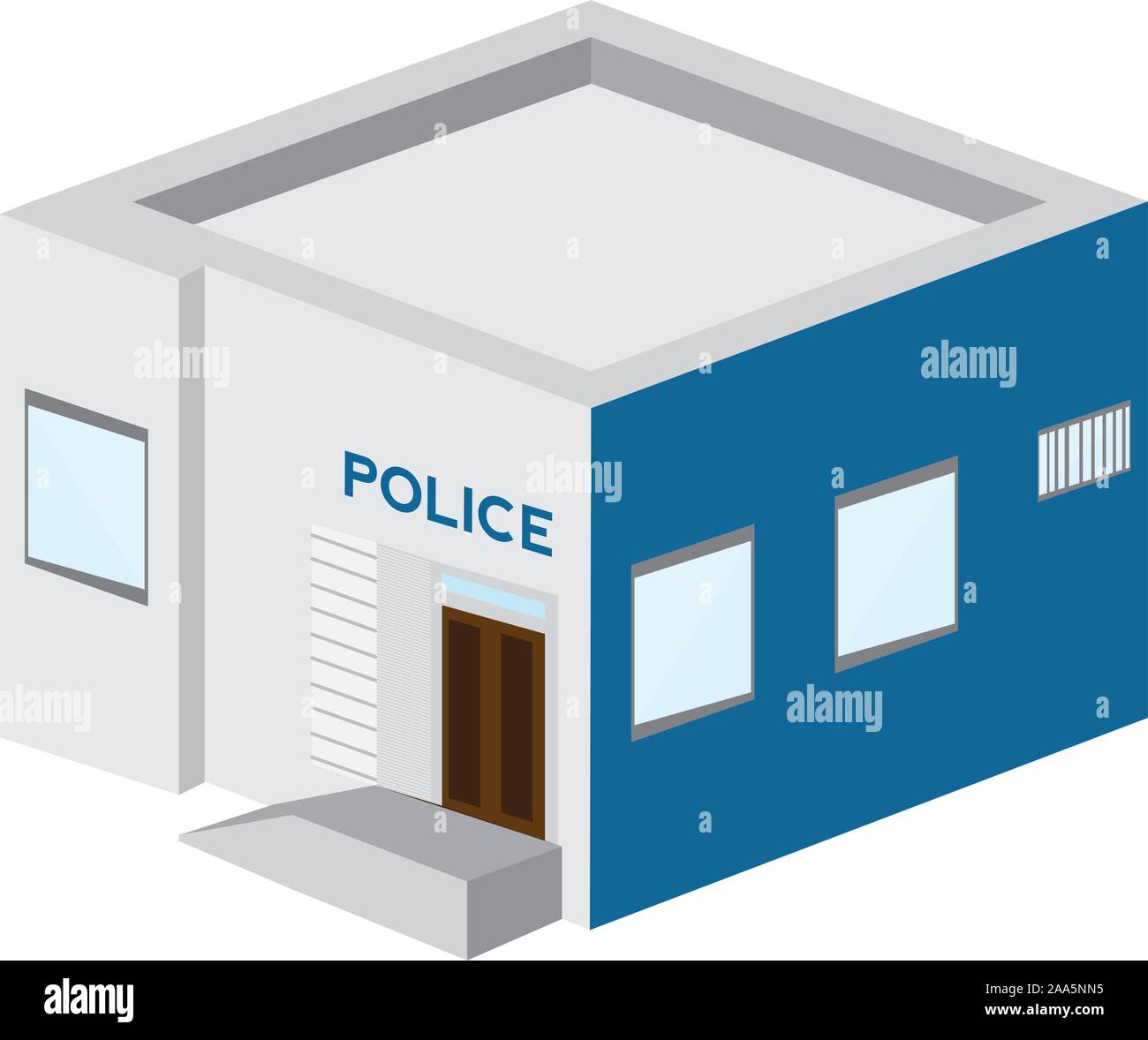 Isolated 3D police station building - Vector illustration Stock Vector