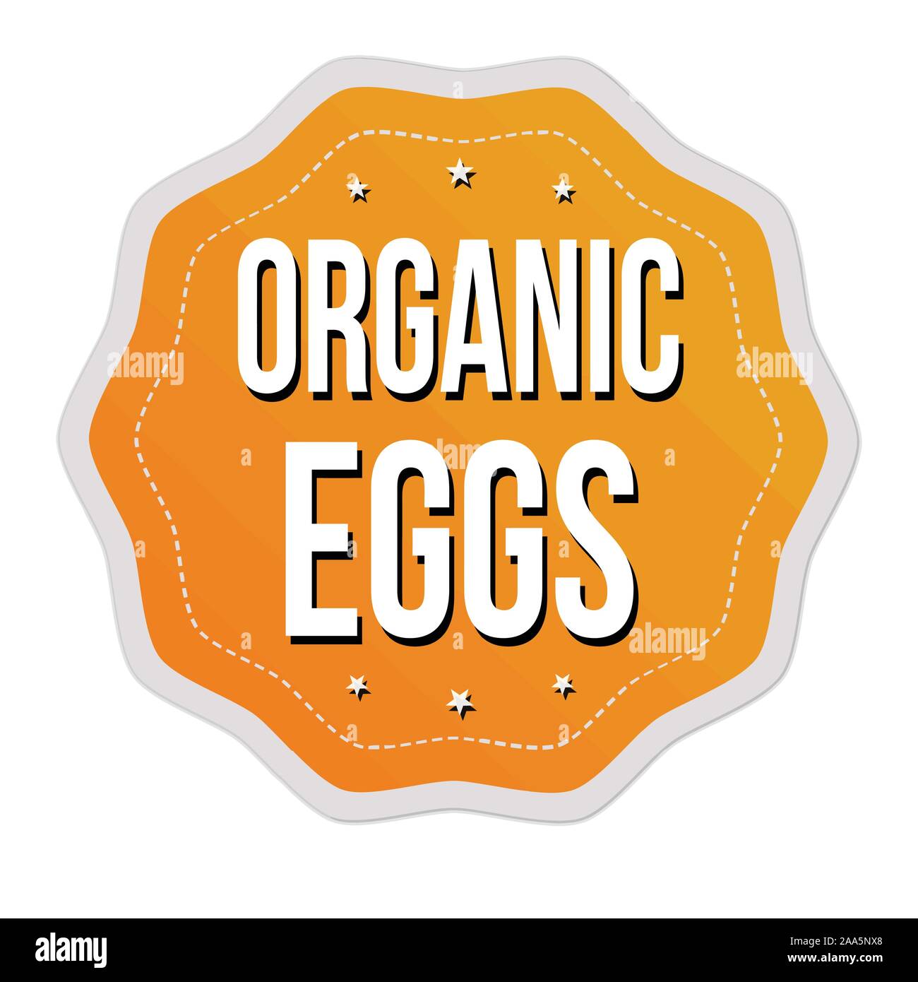Organic eggs label or sticker on white background, vector illustration Stock Vector