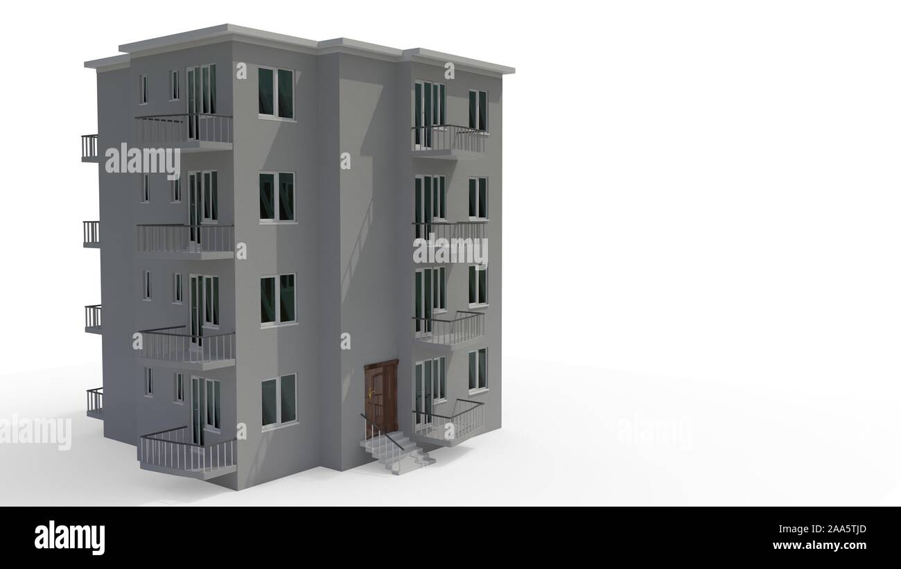An architectural project that's under construction, left view 3d render ...