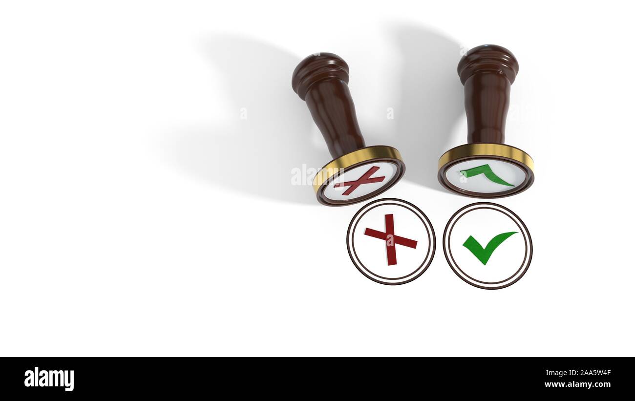 Concept for approval and rejection selection, 3d render Stock Photo - Alamy