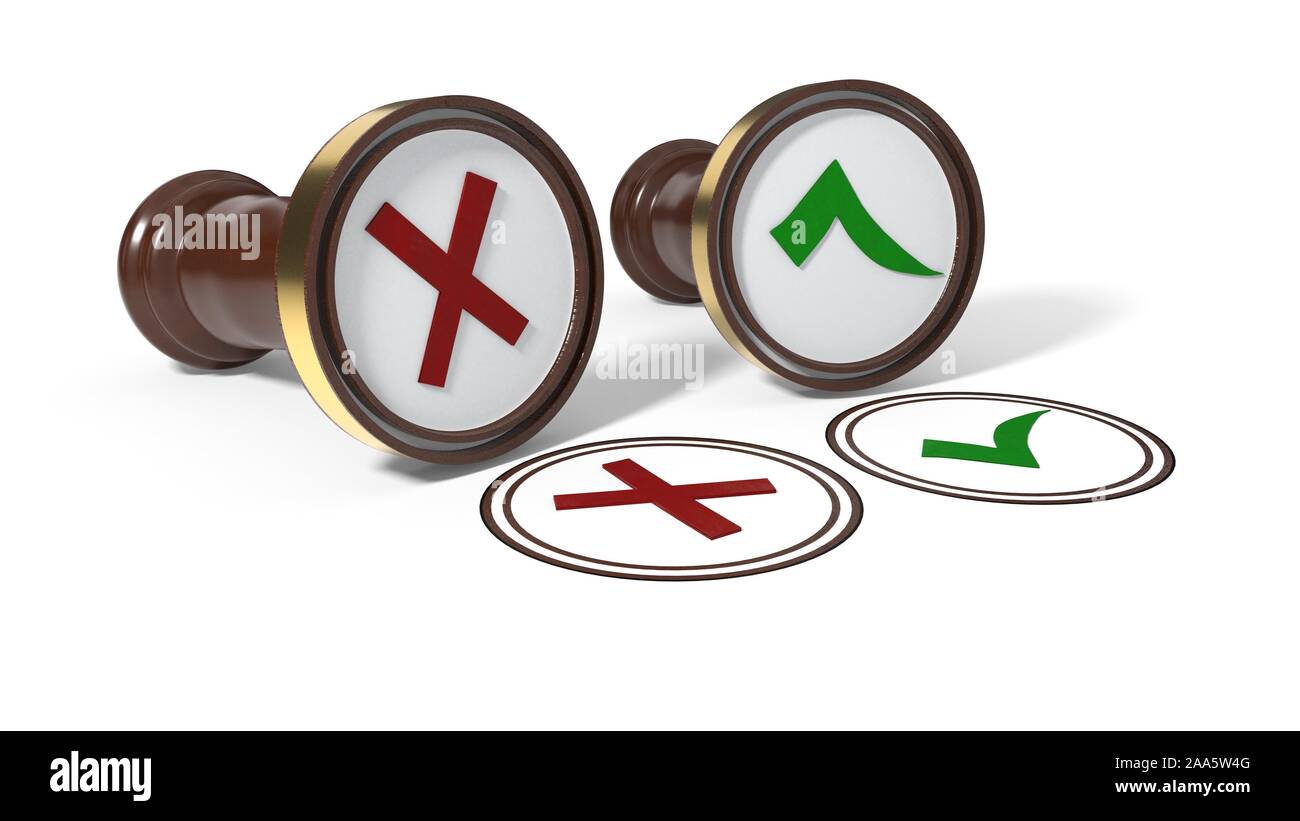 Concept for approval and rejection selection, 3d render Stock Photo - Alamy