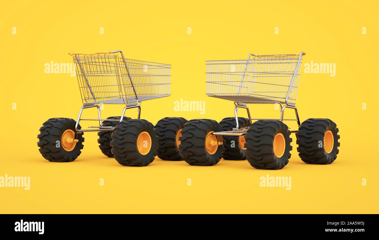 Two shopping carts off road Stock Photo Alamy