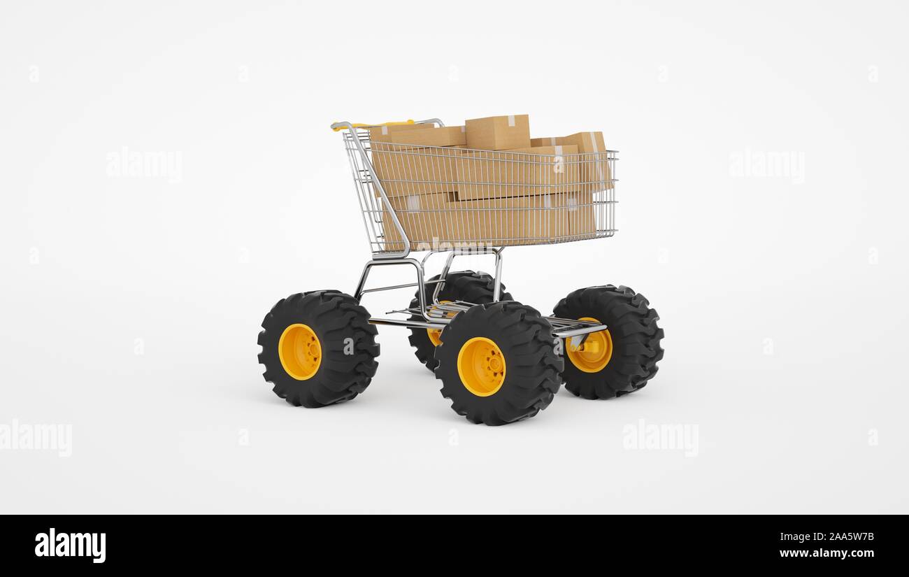Shopping cart off road big tires Stock Photo Alamy