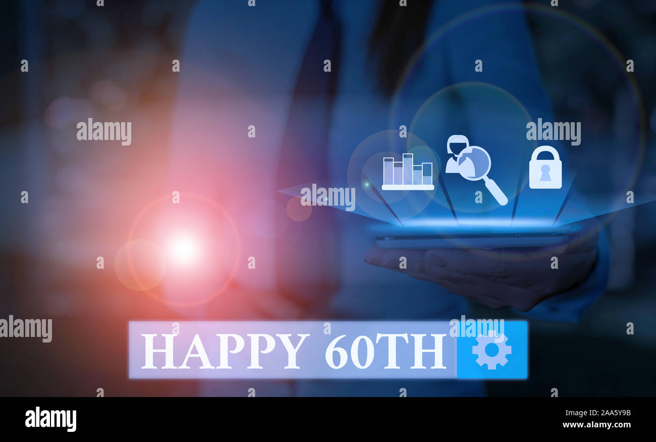 Writing note showing Happy 60Th. Business concept for a joyful occasion ...