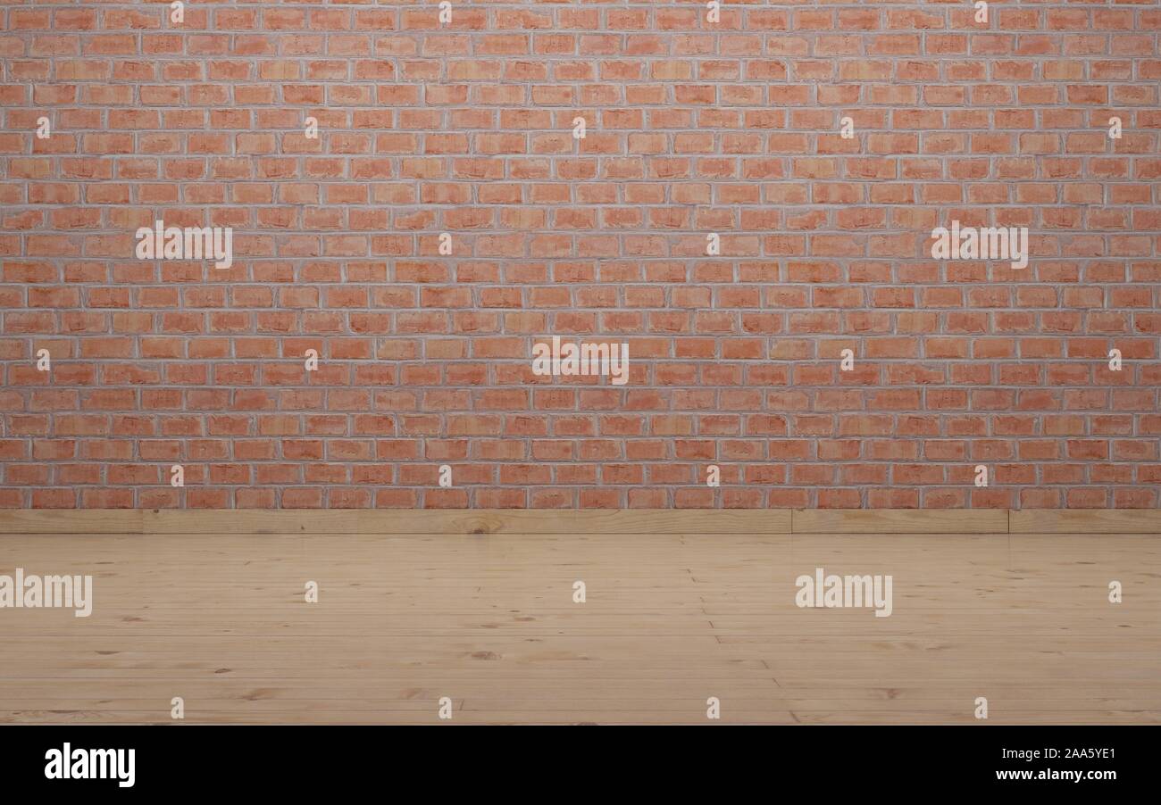 Wall and floor for photography. Rustic brick wall and wooden laminate ...