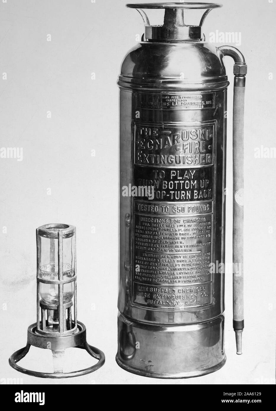 Ecnarusni fire extinguisher manufactured by the Buffalo Chemical Fire