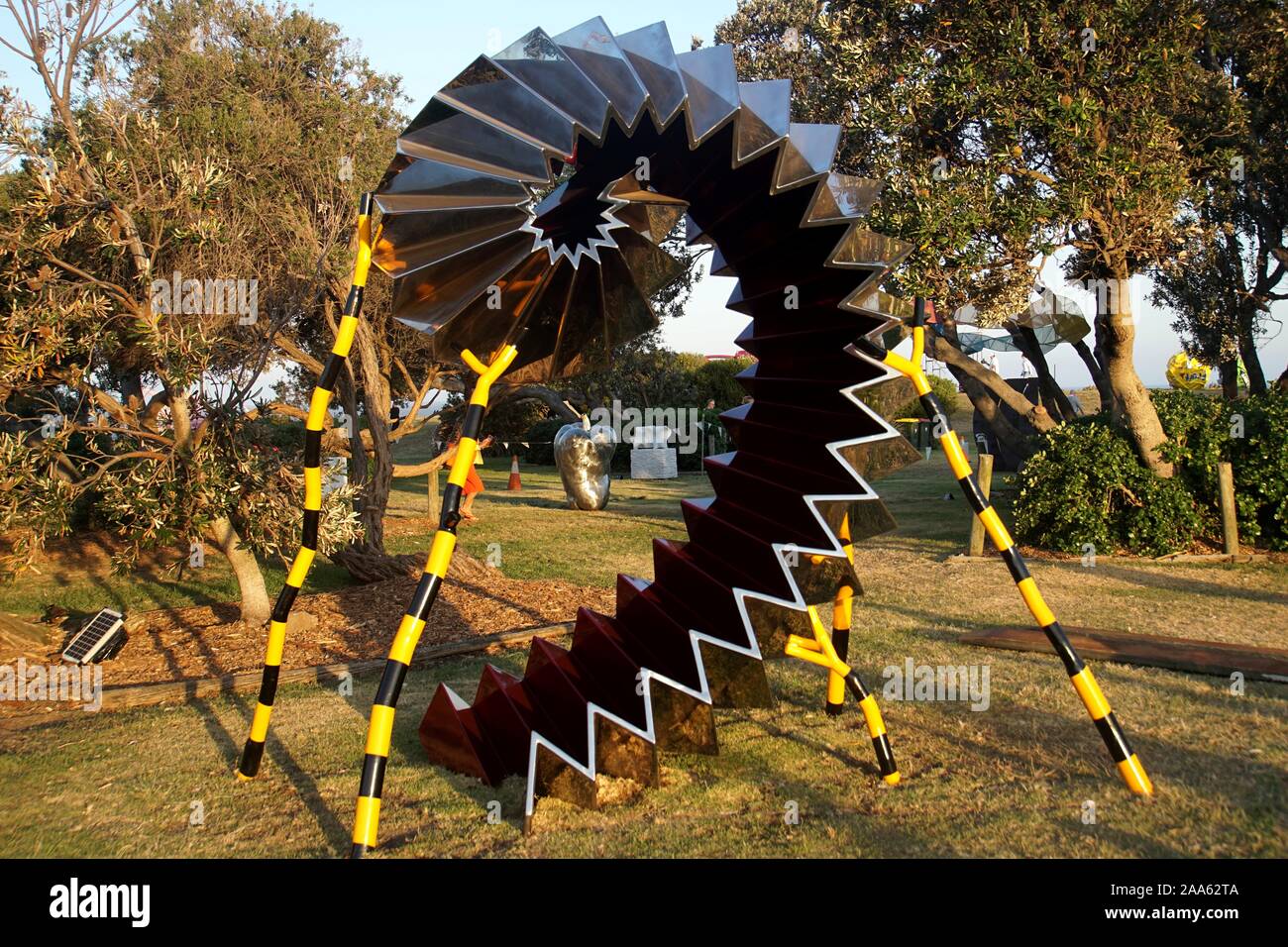 Looking through one Sculpture at Another at Sculpture by the Sea 2019
