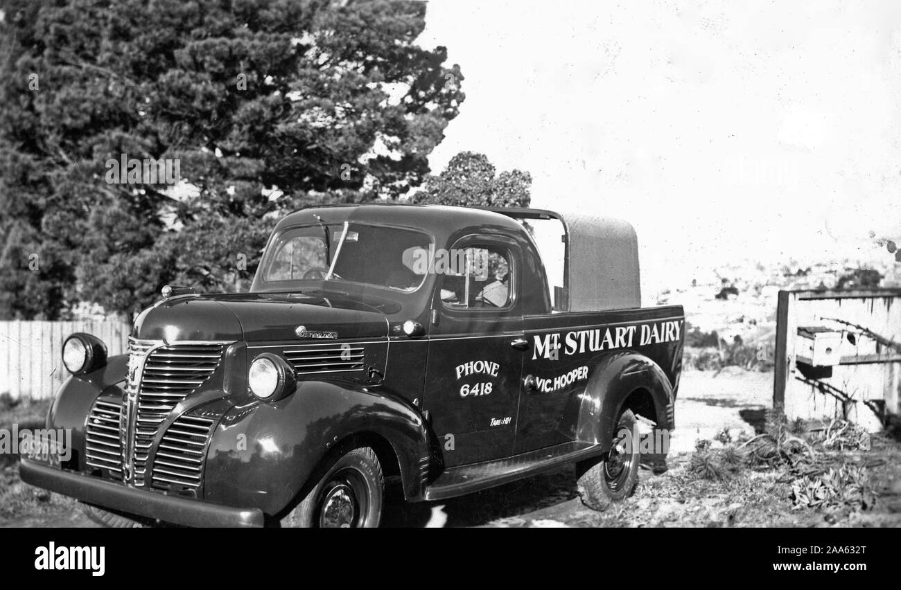 Mt. Stuart Dairy - Vic Hooper- milk truck c1930s --- Mandatory Photo Credit: TAHO Stock Photo