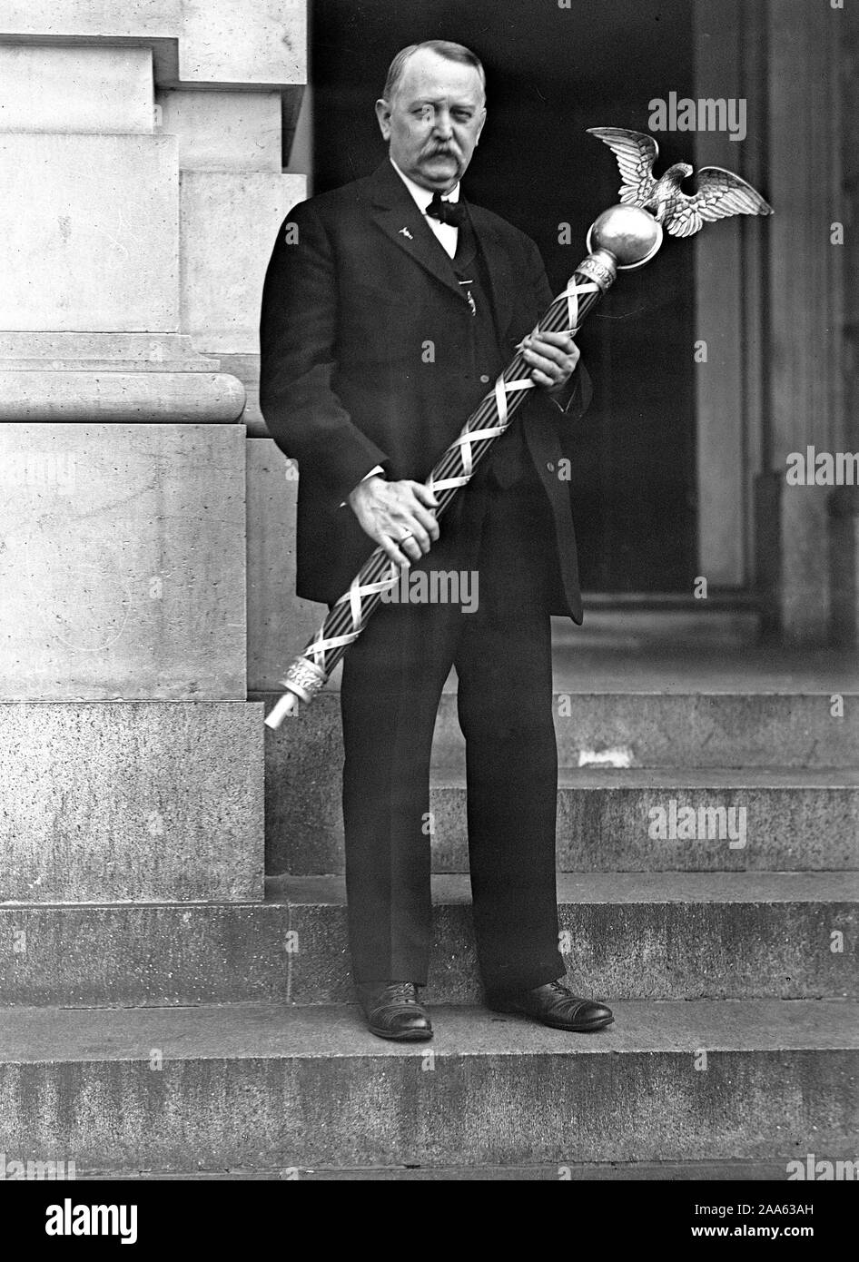 House of Representatives Sergeant-at-Arms Robert B. Gordon with Mace  ca. 1915-1917 Stock Photo