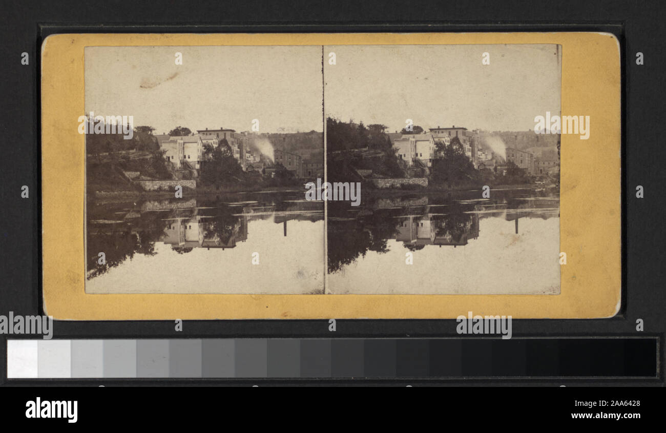 Includes views by William Miller, and J. W. Storrs. Robert Dennis Collection of Stereoscopic Views. Title devised by cataloger. Views of Birmingham, Connecticut and vicinity, including views of Ansonia, Derby Center, Derby Hill, and Shelton: includes general and street views; views of the Naugatuck River; Indian Well waterfall; churches, homes, mills, a railroad depot, a high school; the scene of two fires, one view showing ice that formed on trees nearby; a view of a man in a carriage.; Back of Main St., Birmingham, Conn. Stock Photo