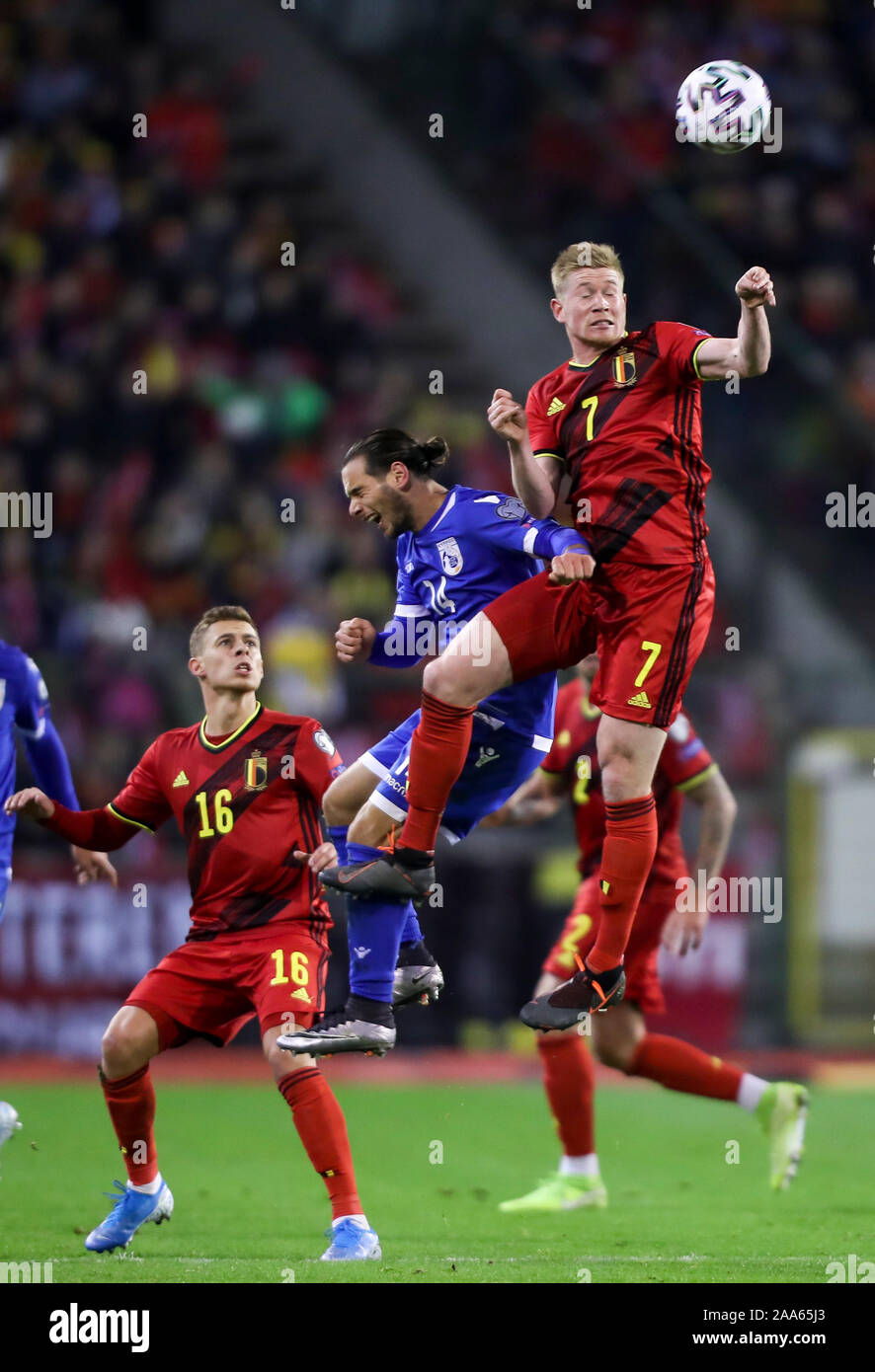 Brussels Belgium 19th Nov 2019 Kevin De Bruyne Of Belgium 1st R Competes During A Uefa Euro 2020 Group I Qualifying Match Between Belgium And Cyprus In Brussels Belgium Nov 19 2019